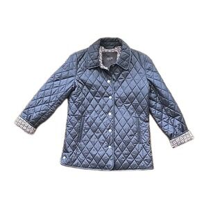 Women's Coach Quilted Barn Jacket Coat Logo Sleeve Diamond Pattern Small
